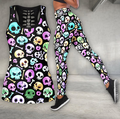 Pastel Punk Skulls Pattern Tanktop and Leggings