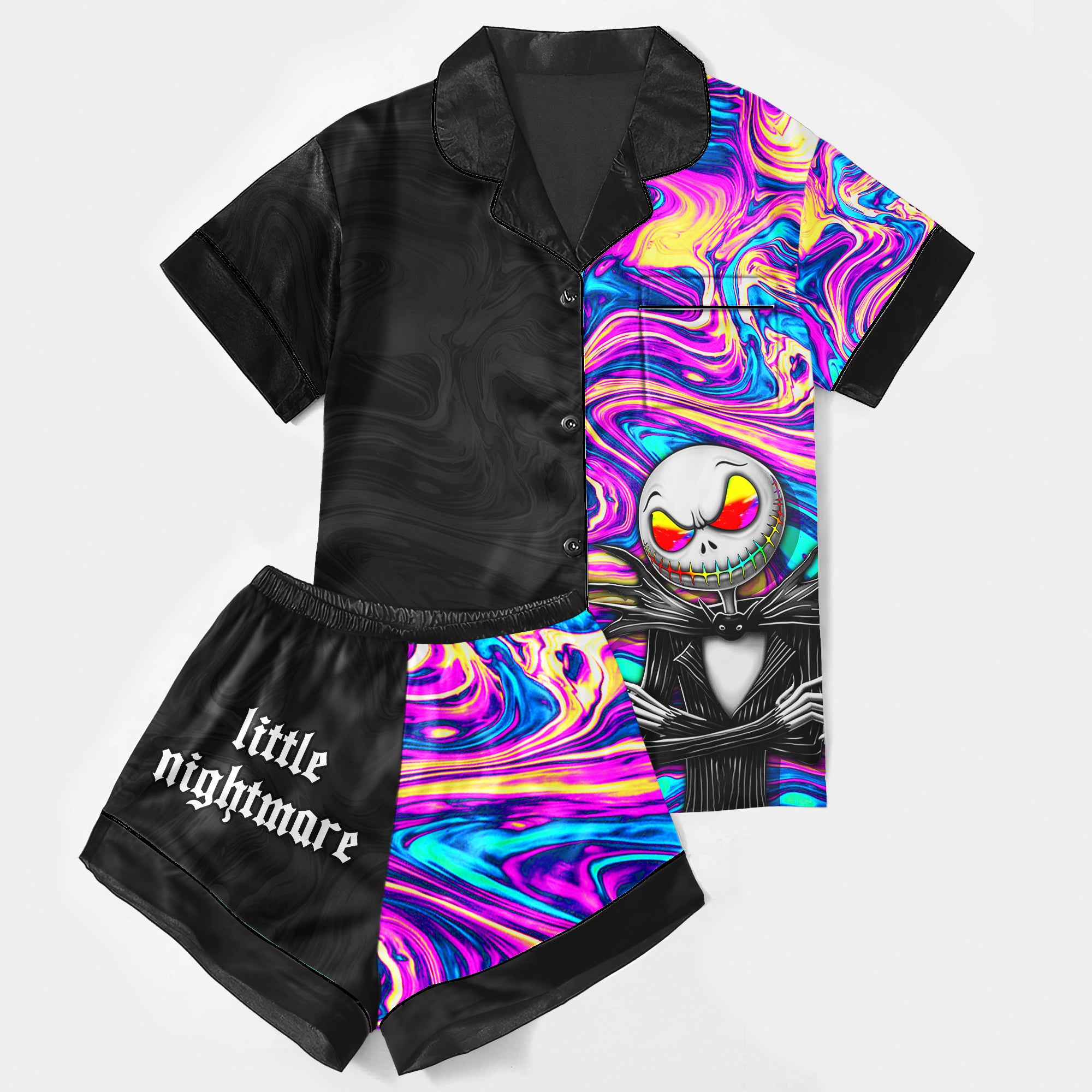 Holographic Women's Pajama Sets Top Sleeve & Short Bottom