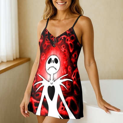 Grinning Shadow Skull Short Cami Dress