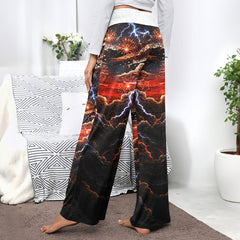 Rebel Skull Eagle Art Banner Women's High-waisted Wide Leg Pants