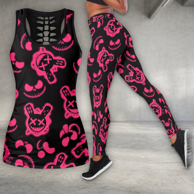 Pink Neon Glitch Bunnies Tanktop and Leggings
