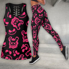 Pink Neon Glitch Bunnies Tanktop and Leggings
