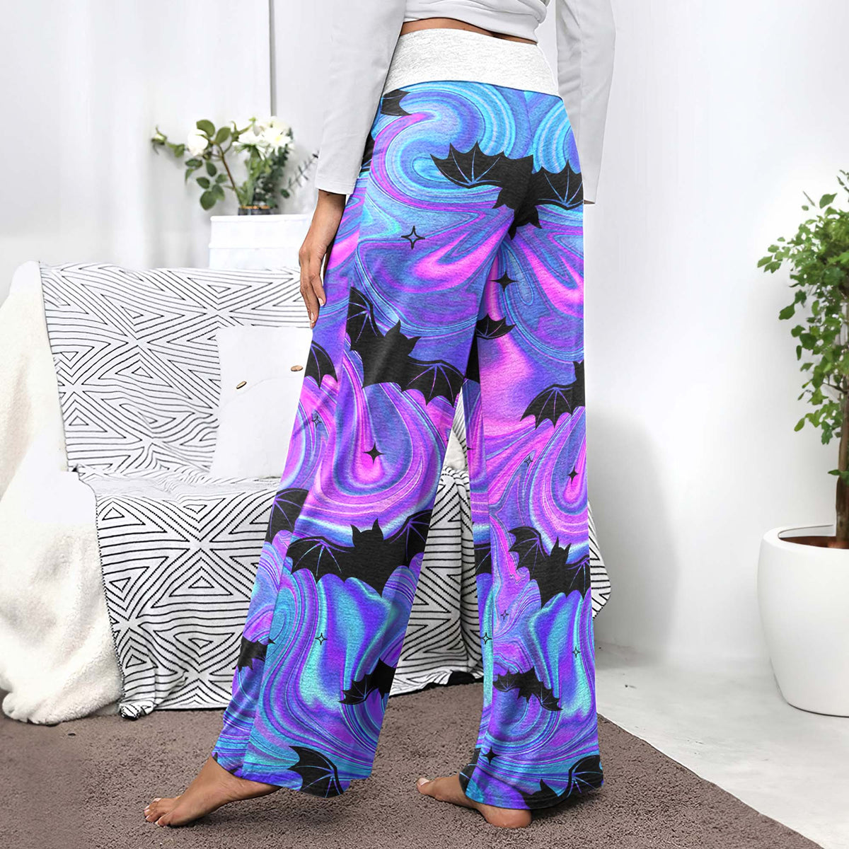 Pastel Goth Swirling Night Women's High-waisted Wide Leg Pants