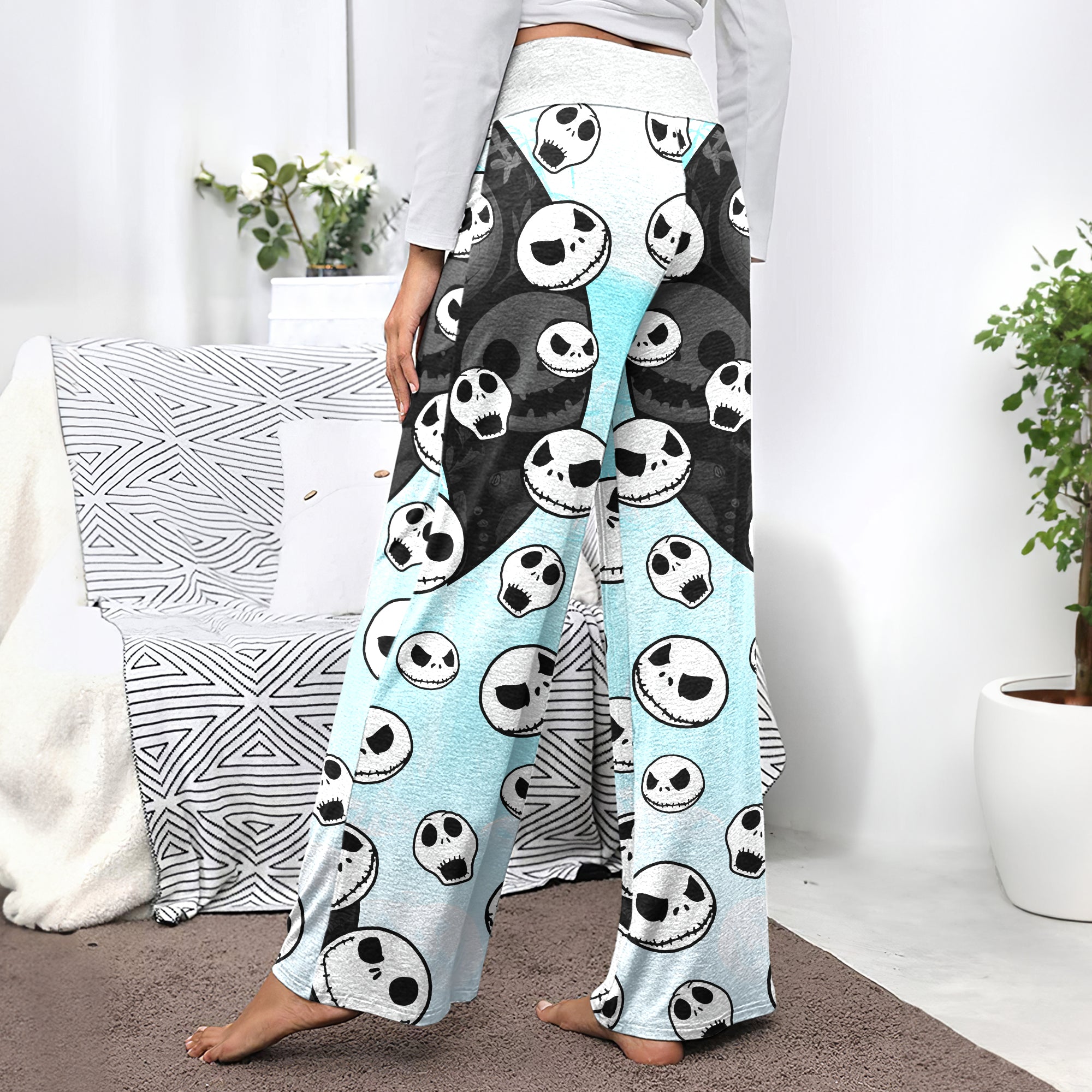Skully Pop Parade Women's High-waisted Wide Leg Pants