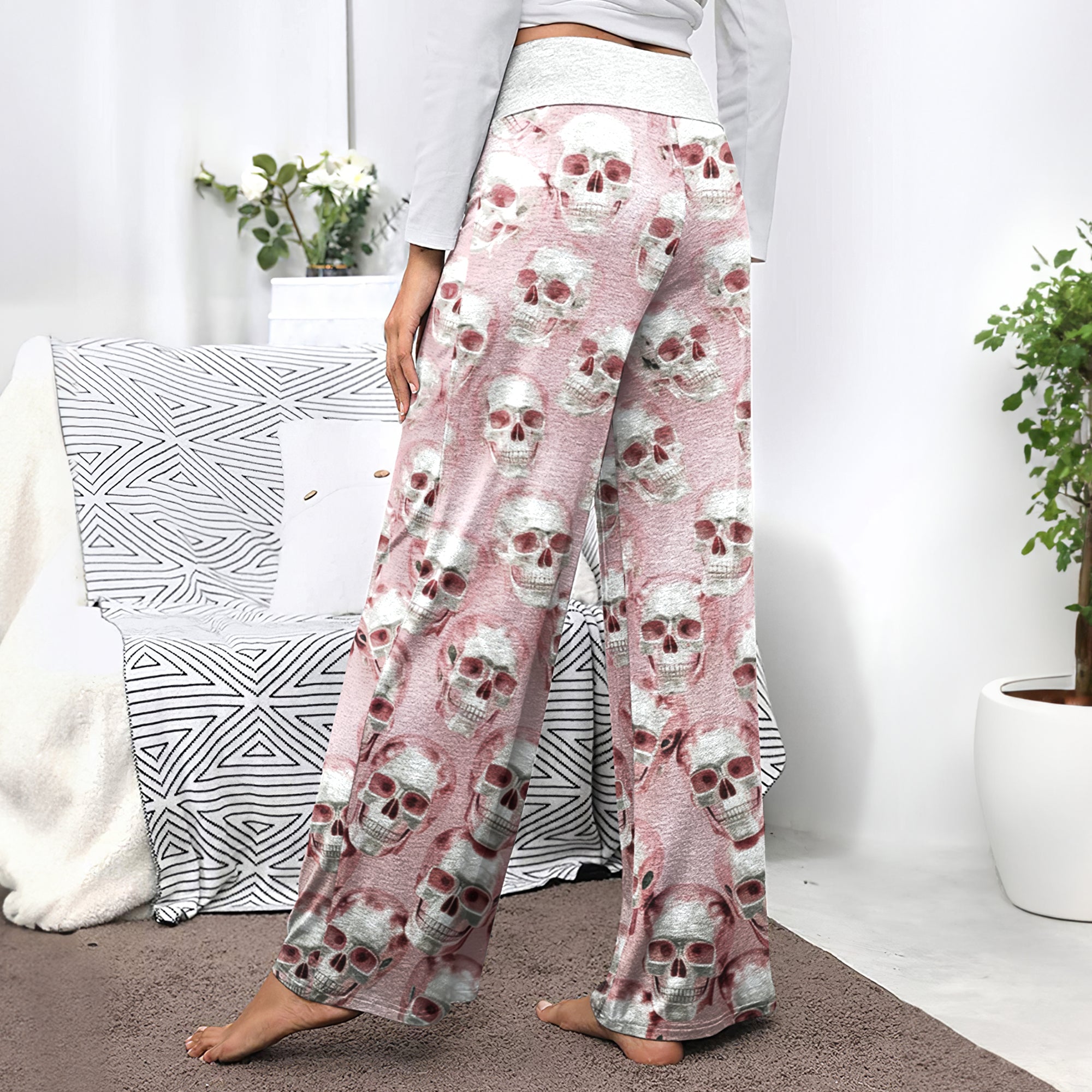 Sugar Skull Storm Women's High-waisted Wide Leg Pants