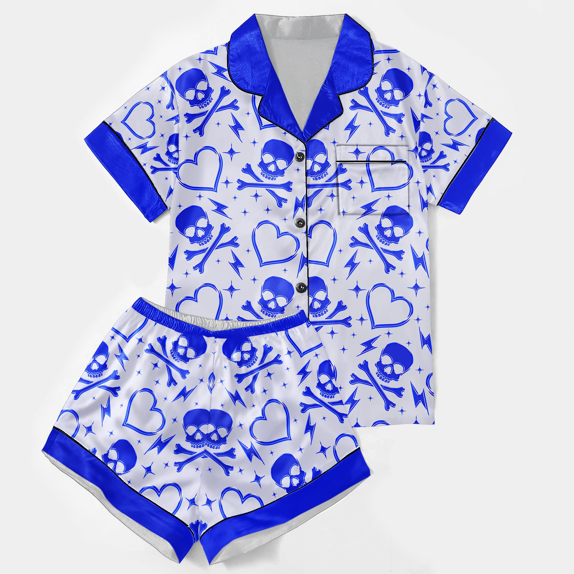 Chic and stylish women's pajama set with unique design prints and statement sleeves, Soft and luxurious fabrics make this pajama set perfect for bedtime or lounging at home.