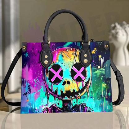 Wonder Skull structured tote bag solves the "I can't find anything in my bag" problem. The roomy interior fits your tablet, phone, wallet, water bottle, umbrella, and cosmetics — without the overstuffed look. Multiple interior pockets keep everything organized, so you're never digging around at checkout. Reinforced rivet corners and quality metal hardware ensure the bag holds up to daily use. Whether you're heading to work, running errands, or catching a flight, this tote keeps you looking put-together.