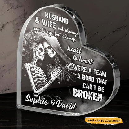 Husband & Wife - Customized Skull Couple Crystal Heart Anniversary Gifts - Wonder Skull