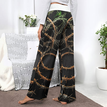 Barbed Trinity Skull Women's High-waisted Wide Leg Pants