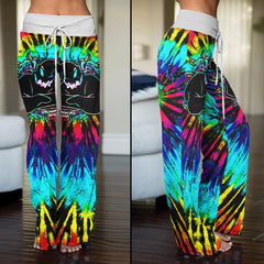 Nightmare TieDye Theme Women's High-waisted Wide Leg Pants | Wonder Skull