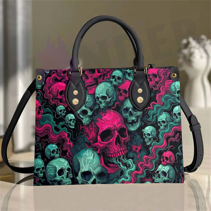 Wonder Skull structured tote bag solves the "I can't find anything in my bag" problem. The roomy interior fits your tablet, phone, wallet, water bottle, umbrella, and cosmetics — without the overstuffed look. Multiple interior pockets keep everything organized, so you're never digging around at checkout. Reinforced rivet corners and quality metal hardware ensure the bag holds up to daily use. Whether you're heading to work, running errands, or catching a flight, this tote keeps you looking put-together.