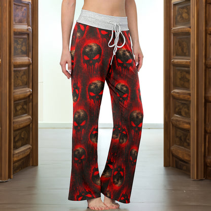 Blood Skull Rampage Pattern Women's High-waisted Wide Leg Pants