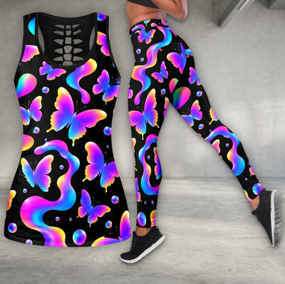 Neon Holographic Butterfly Wave Tanktop and Legging