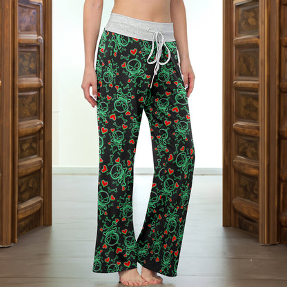Gothic Glow Skull Rush Women's High-waisted Wide Leg Pants