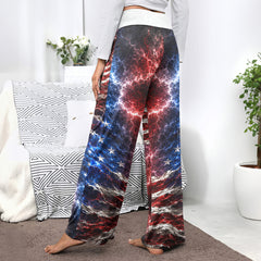 Gothic American Flag Art Women's High-waisted Wide Leg Pants