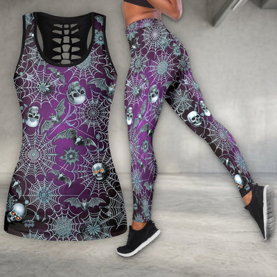 Cobweb Requiem Skull Pattern Tanktop and Leggings