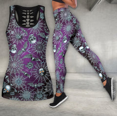Cobweb Requiem Skull Pattern Tanktop and Leggings