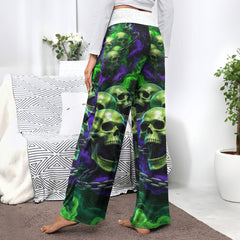 Soulbound Smoke Skull Women's High-waisted Wide Leg Pants