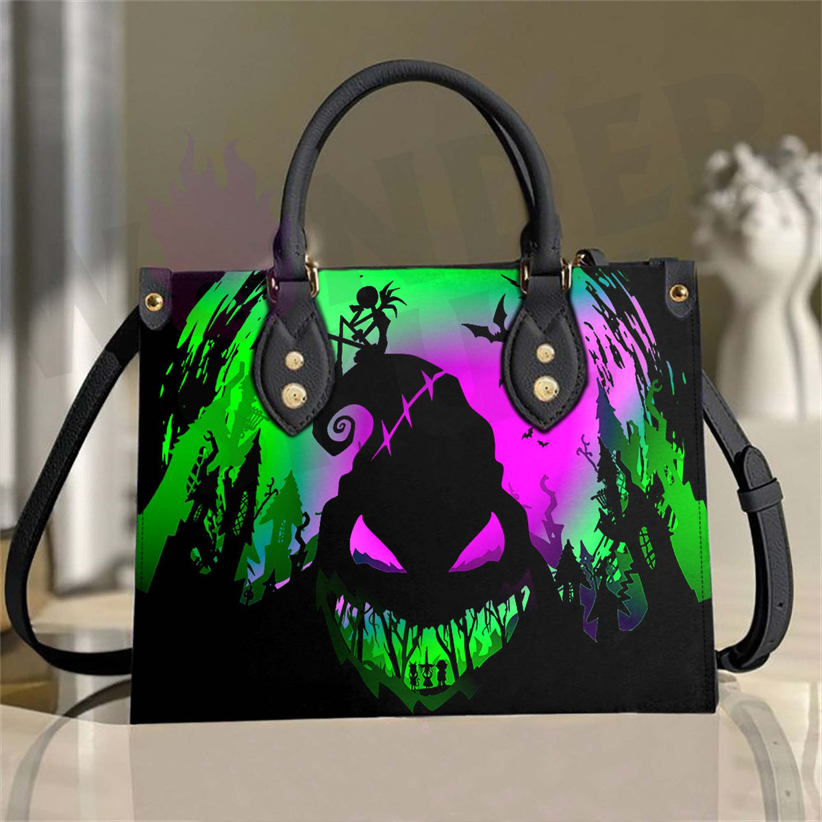Wonder Skull structured tote bag solves the "I can't find anything in my bag" problem. The roomy interior fits your tablet, phone, wallet, water bottle, umbrella, and cosmetics — without the overstuffed look. Multiple interior pockets keep everything organized, so you're never digging around at checkout. Reinforced rivet corners and quality metal hardware ensure the bag holds up to daily use. Whether you're heading to work, running errands, or catching a flight, this tote keeps you looking put-together.