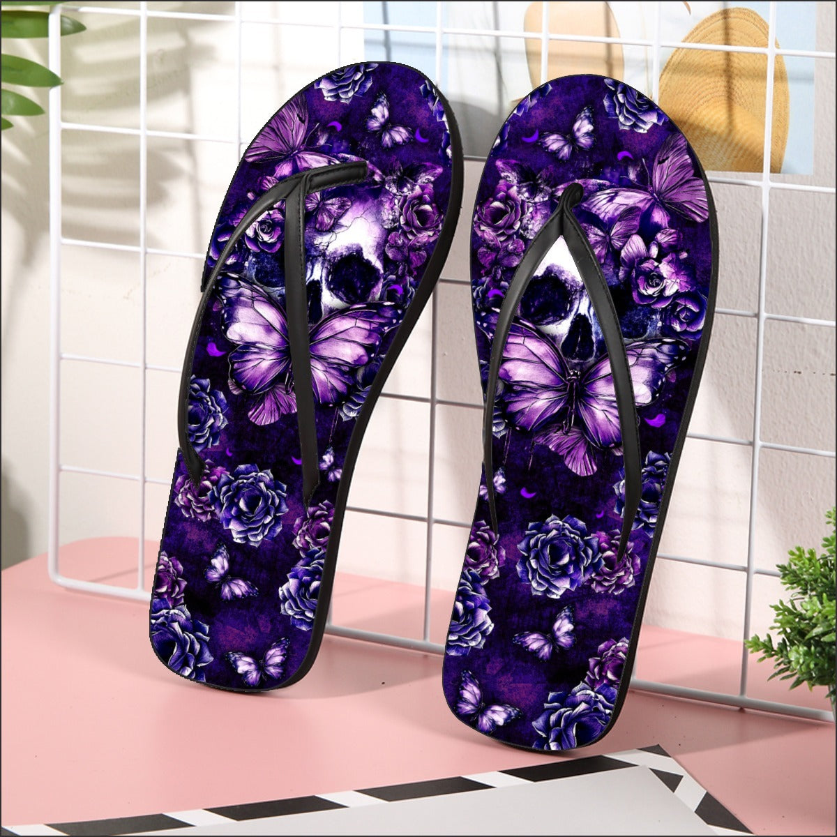 Image of a pair of beach flip flops with a sleek design, featuring a comfortable yoga mat footbed, non-slip sole, and water-friendly materials. Perfect for summer outings, beach walks, and casual occasions.