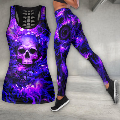 Purple Flame Skull Power Tanktop and Leggings