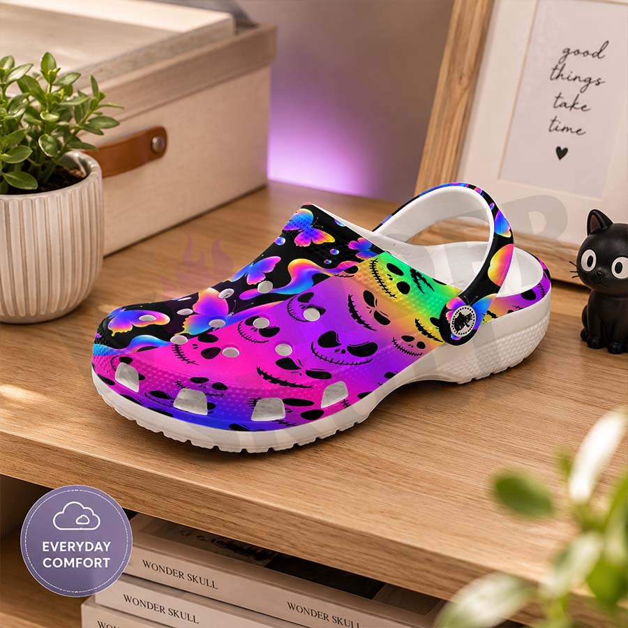 Wonder Skull Lightweight Clog Sandals are designed for all-day comfort. Featuring breathable ventilation holes, a cushioned footbed, and a pivoting heel strap, these versatile unisex clogs are perfect for use at home, outdoors, or at work — whatever your profession may be.