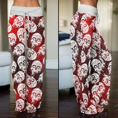 Gradient Skull Melting Women's High-waisted Wide Leg Pants | Wonder Skull