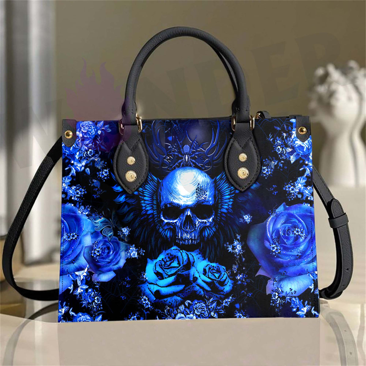 Wonder Skull structured tote bag solves the "I can't find anything in my bag" problem. The roomy interior fits your tablet, phone, wallet, water bottle, umbrella, and cosmetics — without the overstuffed look. Multiple interior pockets keep everything organized, so you're never digging around at checkout. Reinforced rivet corners and quality metal hardware ensure the bag holds up to daily use. Whether you're heading to work, running errands, or catching a flight, this tote keeps you looking put-together.
