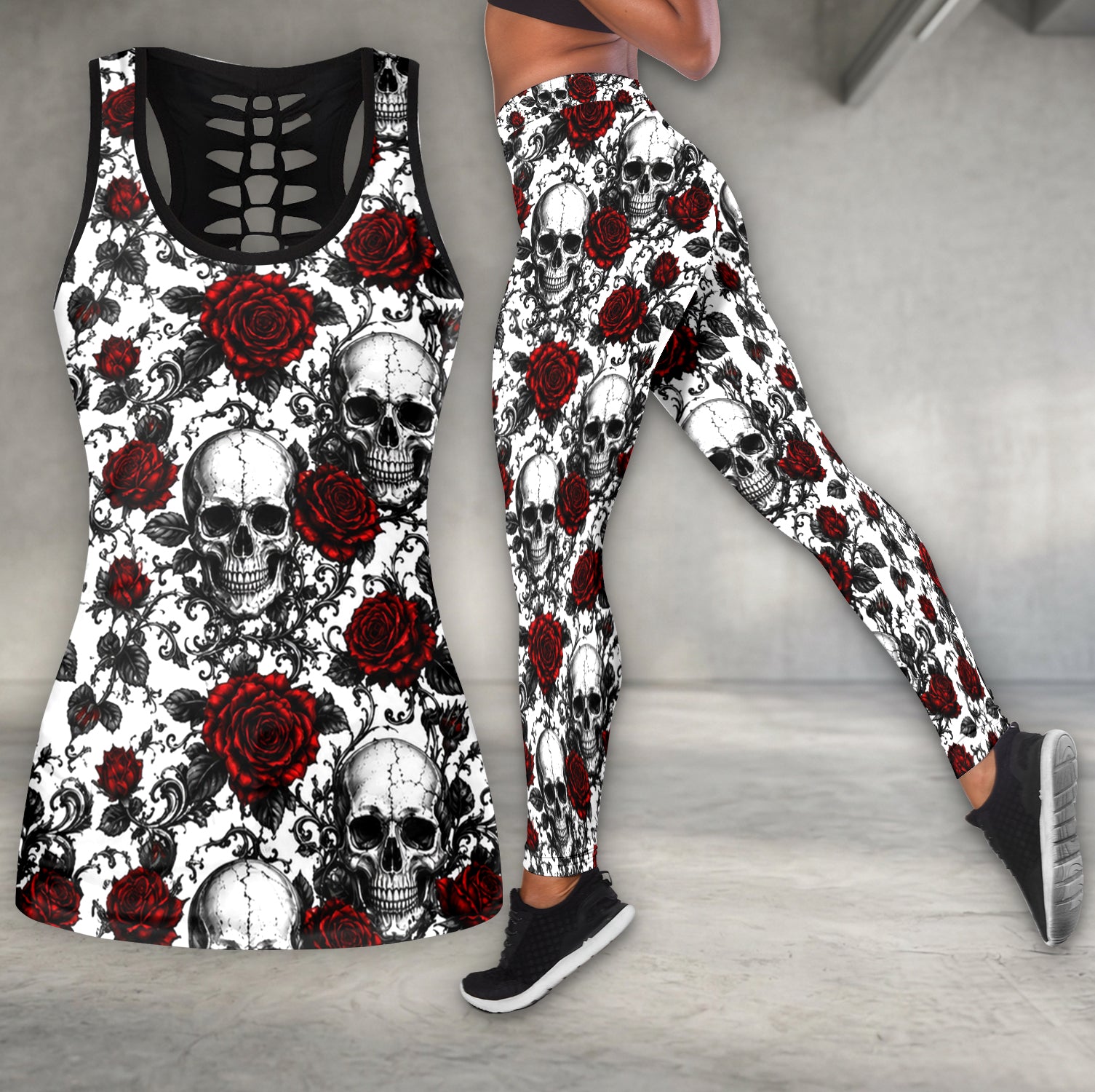 Dark Floral Skull Baroque Tanktop and Legging