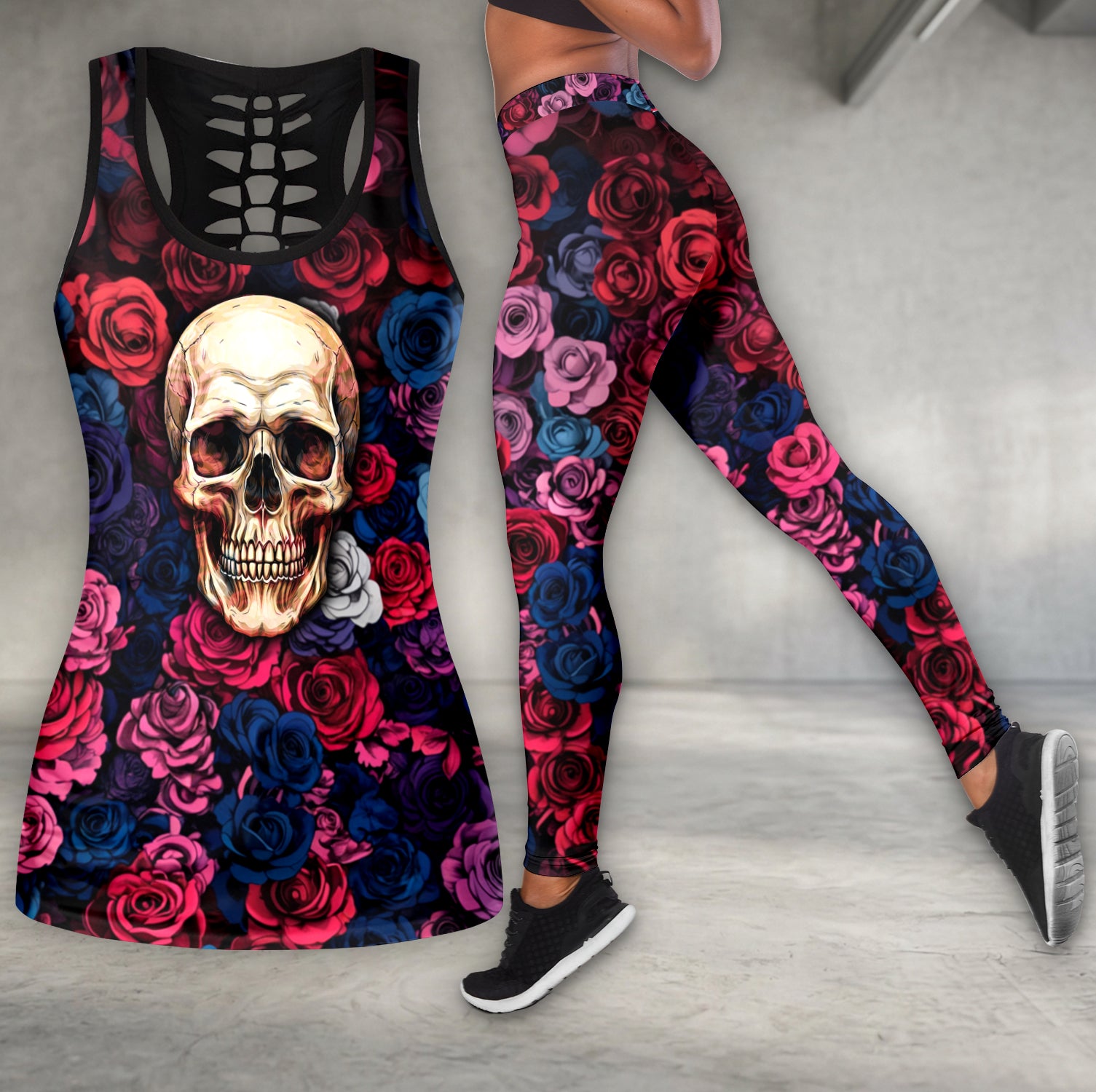 Midnight Rose Skull Tanktop and Leggings