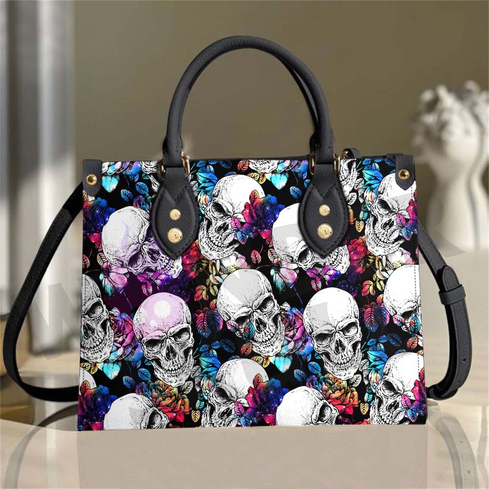 Wonder Skull structured tote bag solves the "I can't find anything in my bag" problem. The roomy interior fits your tablet, phone, wallet, water bottle, umbrella, and cosmetics — without the overstuffed look. Multiple interior pockets keep everything organized, so you're never digging around at checkout. Reinforced rivet corners and quality metal hardware ensure the bag holds up to daily use. Whether you're heading to work, running errands, or catching a flight, this tote keeps you looking put-together.
