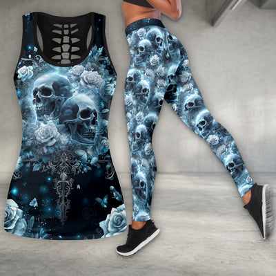 Frozen Skull Blooms Art Tanktop and Leggings