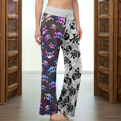 Retro Grunge & Pastel Skull Women's High-waisted Wide Leg Pants