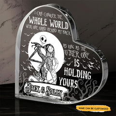 Whole World - Customized Skull Couple Crystal Heart Anniversary Gifts