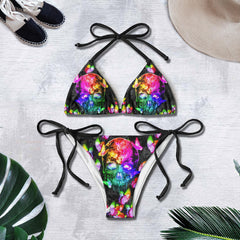 Neon Skull Butterfly Micro Triangle Bikini Swimsuit - Wonder Skull