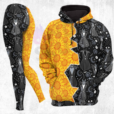 Women Hoodie and Leggings, Golden Blooms & Gothic Couture Outwear Pants Outfit