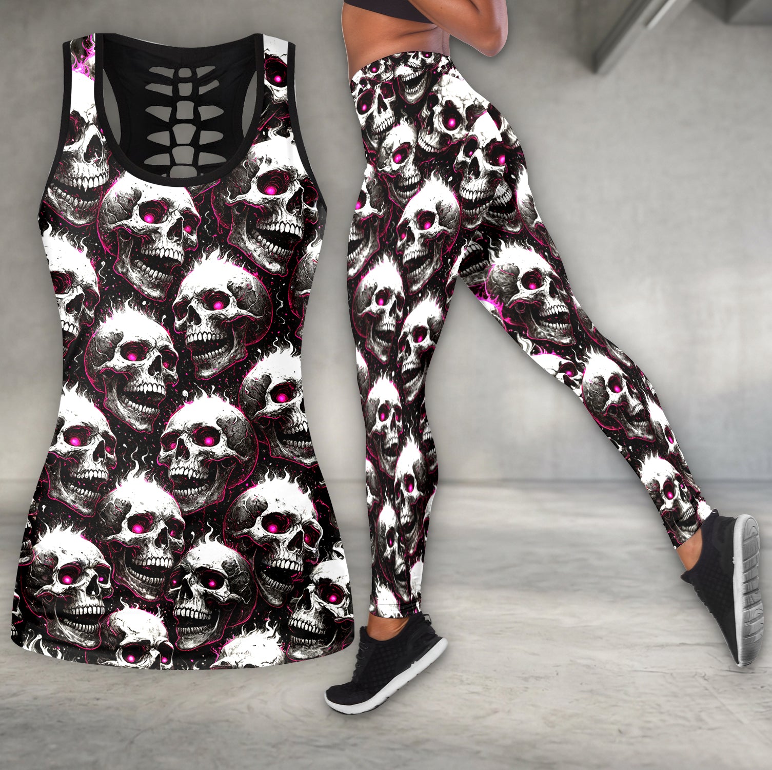 Stacked Skull Magenta Spectra Tanktop and Leggings