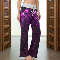 Eternal Purple Rose Skeleton Women's High-waisted Wide Leg Pants