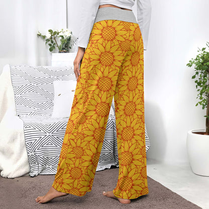 Vibrant Yellow Sunflower Women's High-waisted Wide Leg Pants
