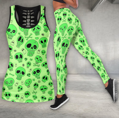 Acid Skull Doodle Pattern Tanktop and Leggings