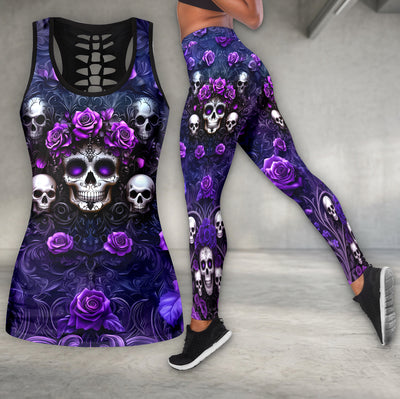 Gothic Violet Skull Art Tanktop and Legging