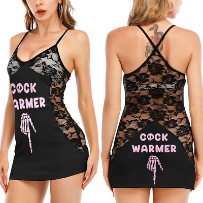 Funny Skull Black Lace Sleepwears Babydol Dresses - Wonder Skull