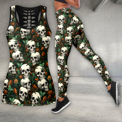 Eternal Bloom Skulls Pattern Tanktop and Leggings