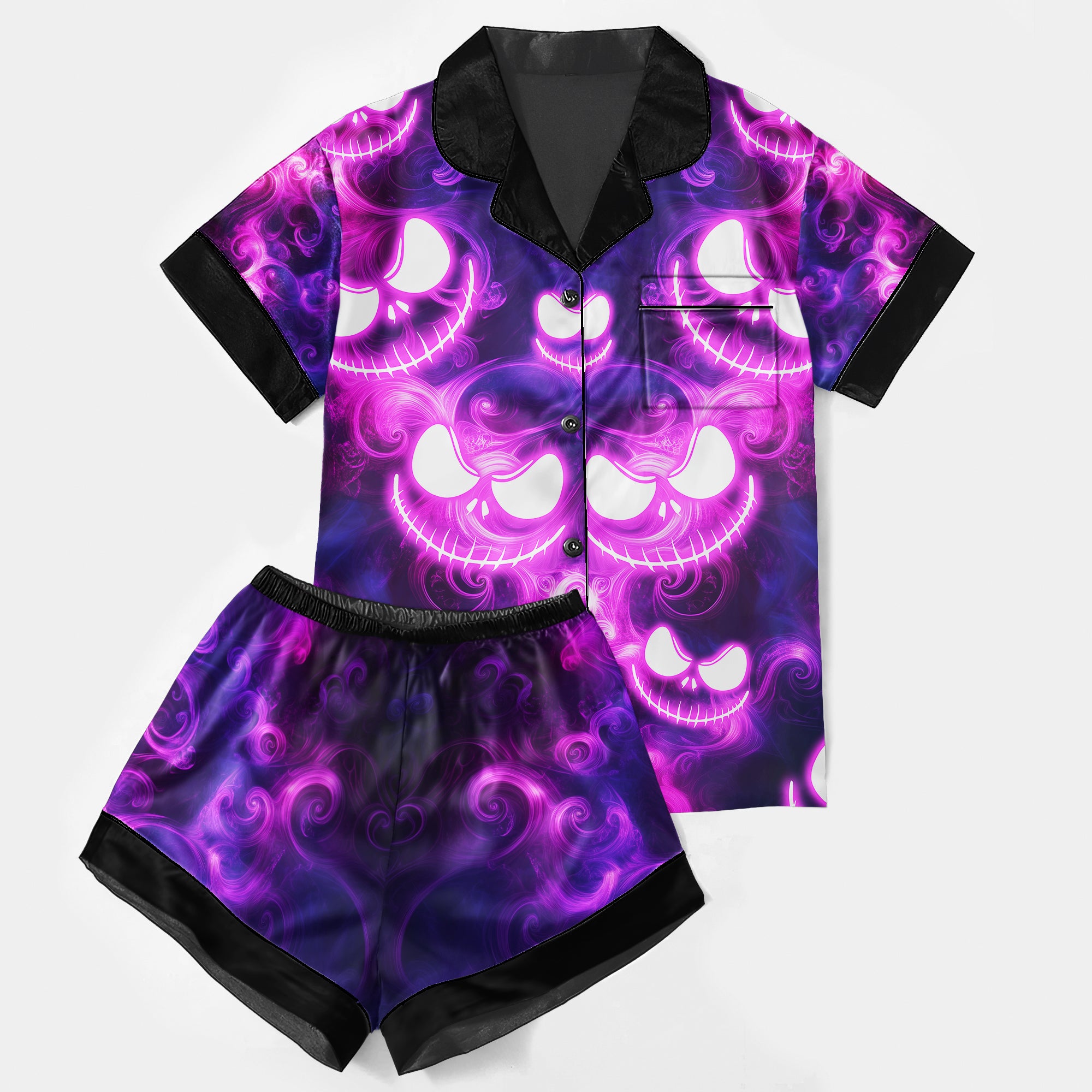 Purple Night Couple Women's Pajama Sets Top Sleeve & Short Bottom