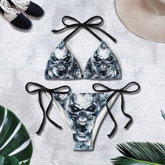 Grey Skull Smoke Gothic Micro Triangle Bikini Swimsuit - Wonder Skull