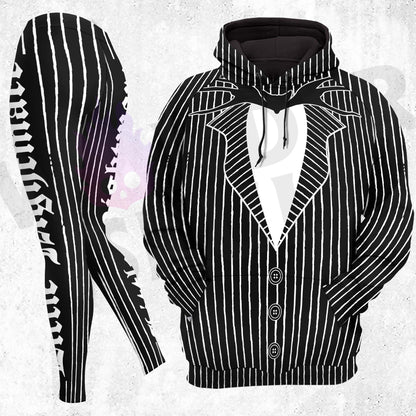 Women Hoodie and Leggings, Shadow Stripe Silhouette Art Outwear Pants Outfit