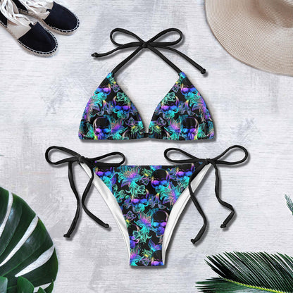 Skull Neon Pattern Micro Triangle Bikini Swimsuit - Wonder Skull