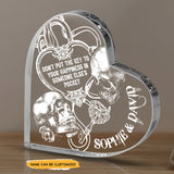 Happiness In Someone - Customized Skull Couple Crystal Heart Anniversary Gifts