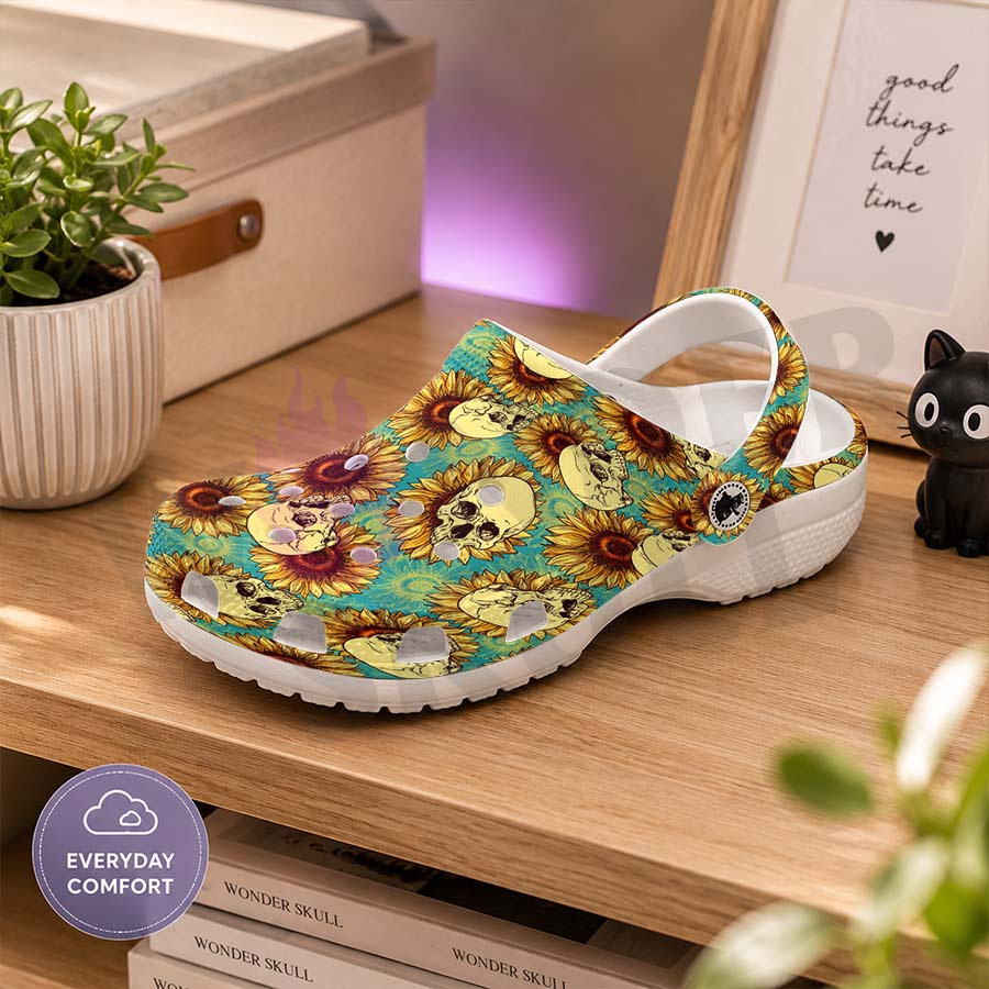 Wonder Skull Lightweight Clog Sandals are designed for all-day comfort. Featuring breathable ventilation holes, a cushioned footbed, and a pivoting heel strap, these versatile unisex clogs are perfect for use at home, outdoors, or at work — whatever your profession may be.