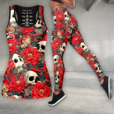 Dark Botanical Skull Art Tanktop and Legging